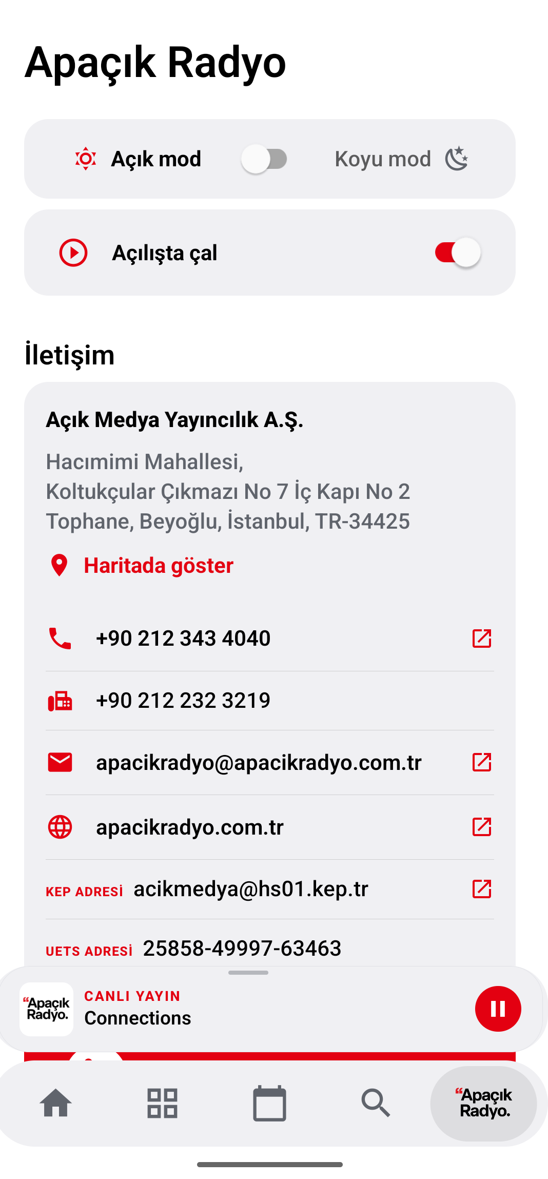 Apaçık Radyo Android uygulaması ekran görüntüsü 6
