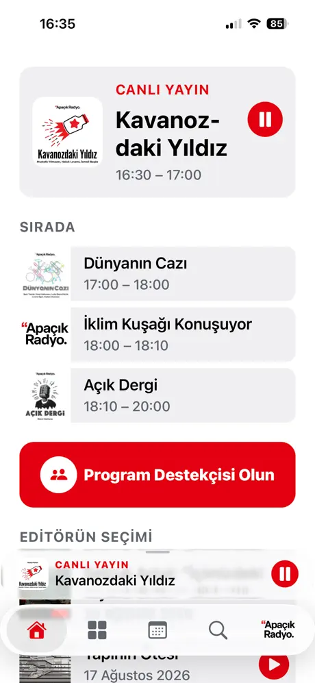 Apaçık Radyo iOS uygulaması ekran görüntüsü 2