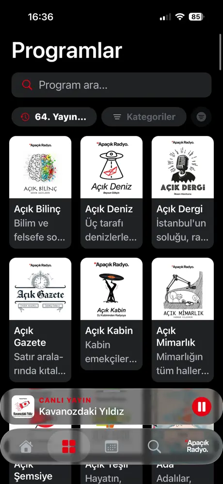Apaçık Radyo iOS uygulaması ekran görüntüsü 5
